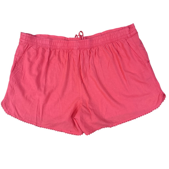 TERRA & SKY Cora Orange Soft Shorts W/Trim Elastic Back, Waist Pockets -Size: 4X - Picture 4 of 5